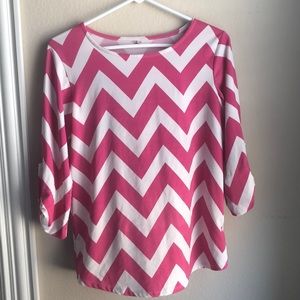 Pink and White Chevron Long Sleeve